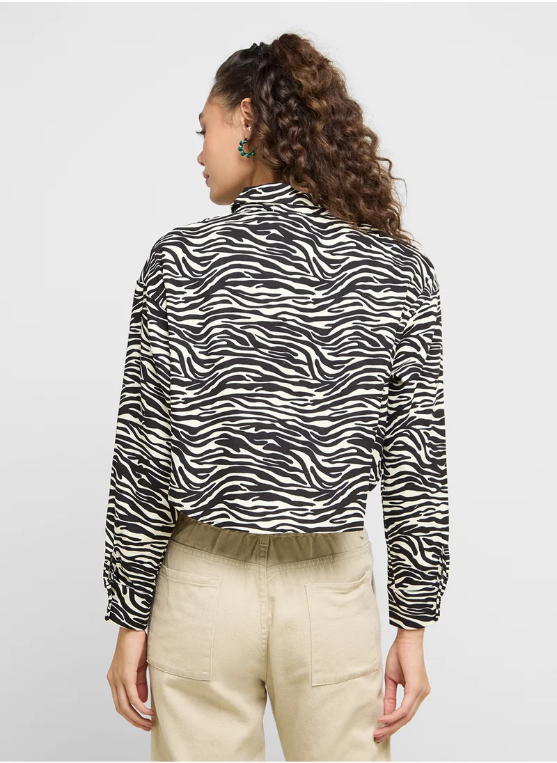 Ginger Zebra Print Cropped Jacket