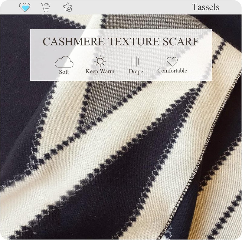 Winter Cashmere Scarf Shawl for Women Men Fashion Geometric Pattern Pashmina Scarves with Tassels Couple Style Long Soft Warm Cashmere Scarf Stole - Image 3