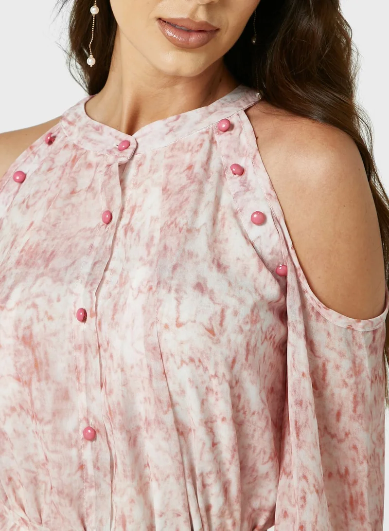 ELLA Cold Shoulder Printed Dress