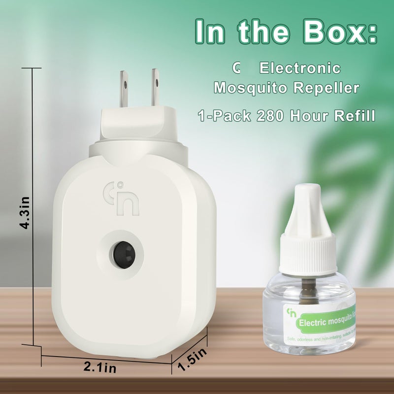 Ddrihlees Mosquito Repeller Indoor Use, Electronic Mosquito Repellent Plug in Wall Outlet, Include 1 Pack 280 Hr Refills for Home, Bedroom, Office - Image 2