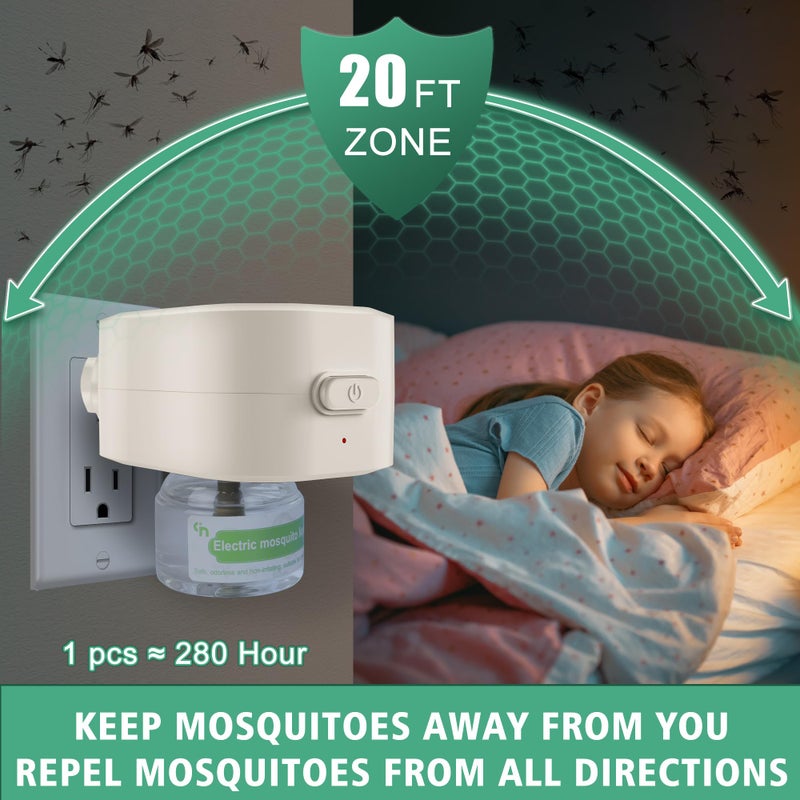 Ddrihlees Mosquito Repeller Indoor Use, Electronic Mosquito Repellent Plug in Wall Outlet, Include 1 Pack 280 Hr Refills for Home, Bedroom, Office - Image 3