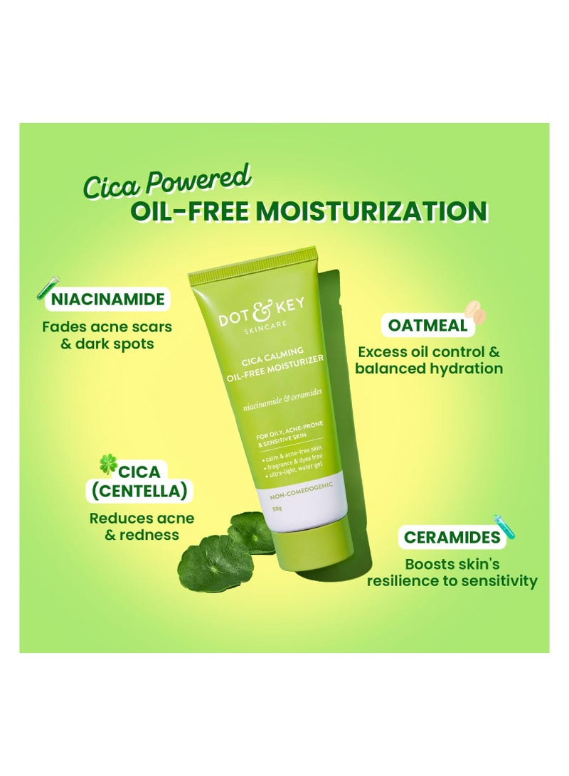 Dot & Key CICA CALMING Oil Free Moisturizer For Oily,Acne-Prone & Sensitive Skin (50g) - Image 3