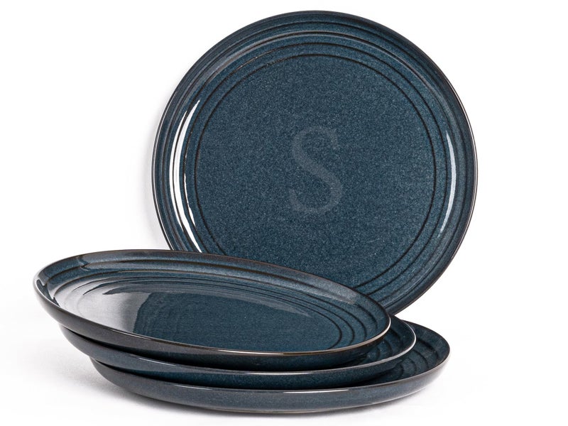 Bodhi House Handcrafted Chip Resistance Porcelain Quarter Plates, Side, Snacks, Pasta Plates 4 Pieces, Microwave and Dishwasher Safe, Small Plate Set for Dining and Gifting, Set of 4, Sapphire Blue - Image 1