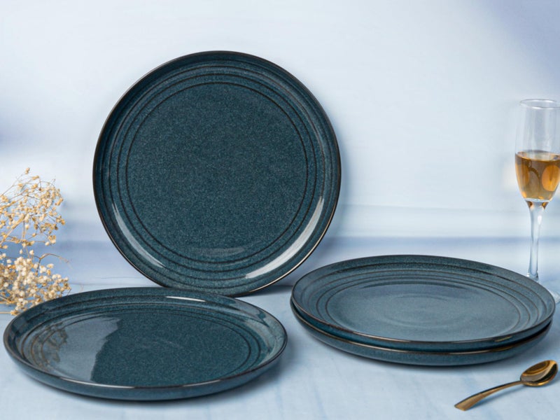 Bodhi House Handcrafted Chip Resistance Porcelain Quarter Plates, Side, Snacks, Pasta Plates 4 Pieces, Microwave and Dishwasher Safe, Small Plate Set for Dining and Gifting, Set of 4, Sapphire Blue - Image 2