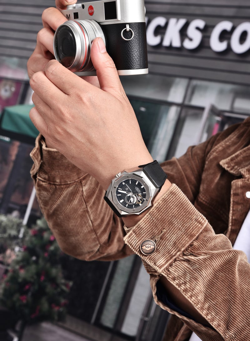 PAGANI DESIGN New Luxury Men's Mechanical Automatic Watches, Chronograph, Waterproof, Luminous Hands, Leather Strap, Imported Movement, Synthetic Sapphire Glass Dial, PD YS010  - Image 2