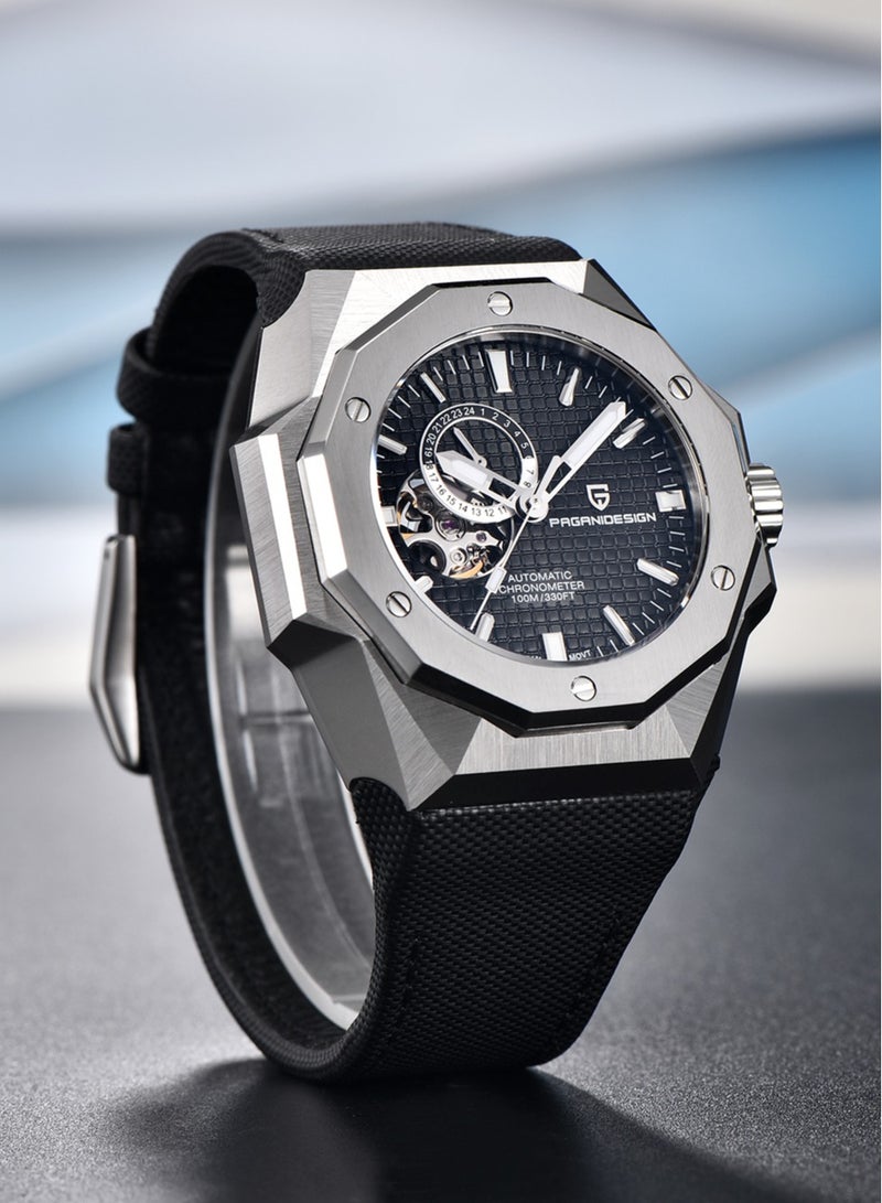 PAGANI DESIGN New Luxury Men's Mechanical Automatic Watches, Chronograph, Waterproof, Luminous Hands, Leather Strap, Imported Movement, Synthetic Sapphire Glass Dial, PD YS010  - Image 3