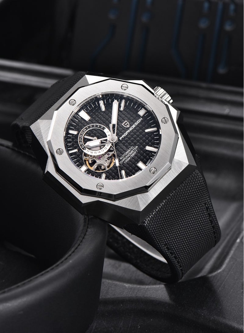 PAGANI DESIGN New Luxury Men's Mechanical Automatic Watches, Chronograph, Waterproof, Luminous Hands, Leather Strap, Imported Movement, Synthetic Sapphire Glass Dial, PD YS010  - Image 4