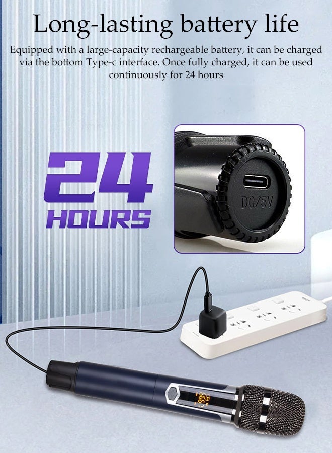 DUNISO 2 Pcs Wireless Microphone,1 To 2 Hand Microphone，Rechargeable Microphone,Used for Karaoke Nights,Family Gatherings,DJ,Meeting - Image 3