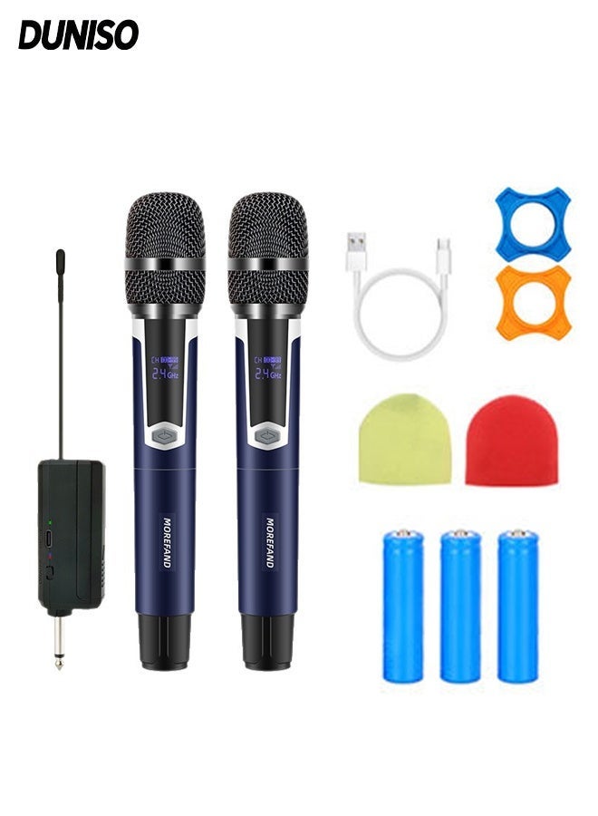DUNISO 2 Pcs Wireless Microphone,1 To 2 Hand Microphone，Rechargeable Microphone,Used for Karaoke Nights,Family Gatherings,DJ,Meeting - Image 1