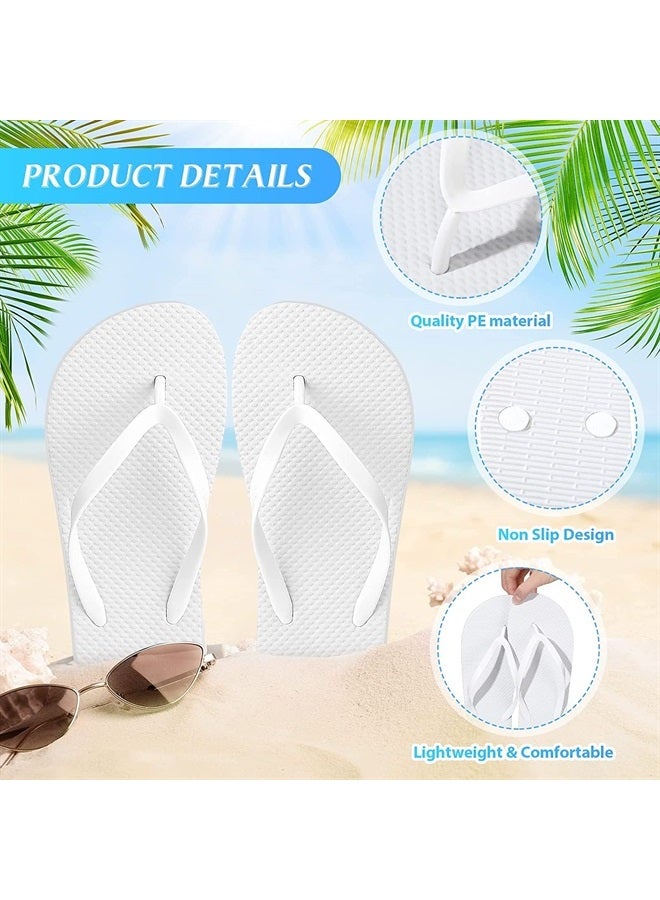 Bonuci 60 Pairs Flip Flops Bulk for Wedding Guest Slippers Hotel Guest Spa Slippers Wedding Party Favors Flip Flops with Size Cards Drawstring Bags for Wedding Pool Party (White) - Image 2