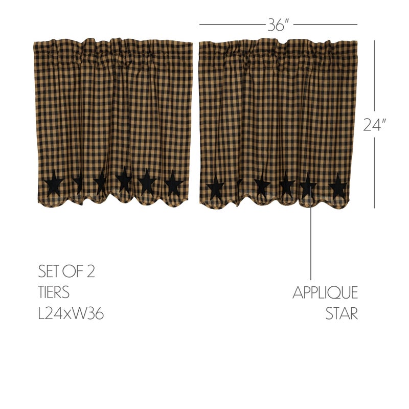 VHC Brands VHC Brands  Black Star  Cotton  L24xW36  Scalloped Tier  Set of 2  Black - Image 4