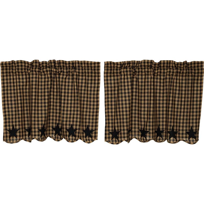 VHC Brands VHC Brands  Black Star  Cotton  L24xW36  Scalloped Tier  Set of 2  Black - Image 5