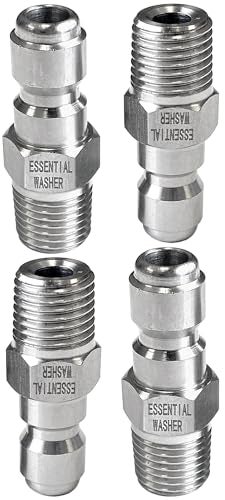 Essential Washer Stainless Steel Plug Male NPT Pressure Washer Quick Connect Fittings 5000 PSI Set Of 4 - Image 1