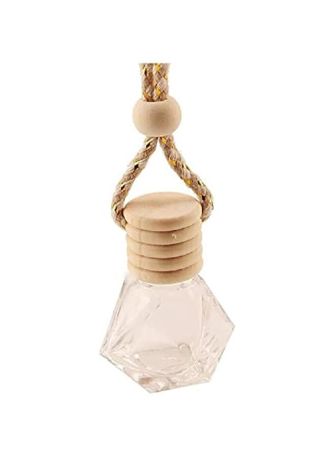 Arabest 4Packs 8ml Hanging Car Air Freshener Perfume Bottle, Refillable Aromatherapy Fragrance Clear Empty Essential Oil Diffuser Pendant Auto Ornaments Decor Accessories with Wooden Caps (4Packs) - Image 1