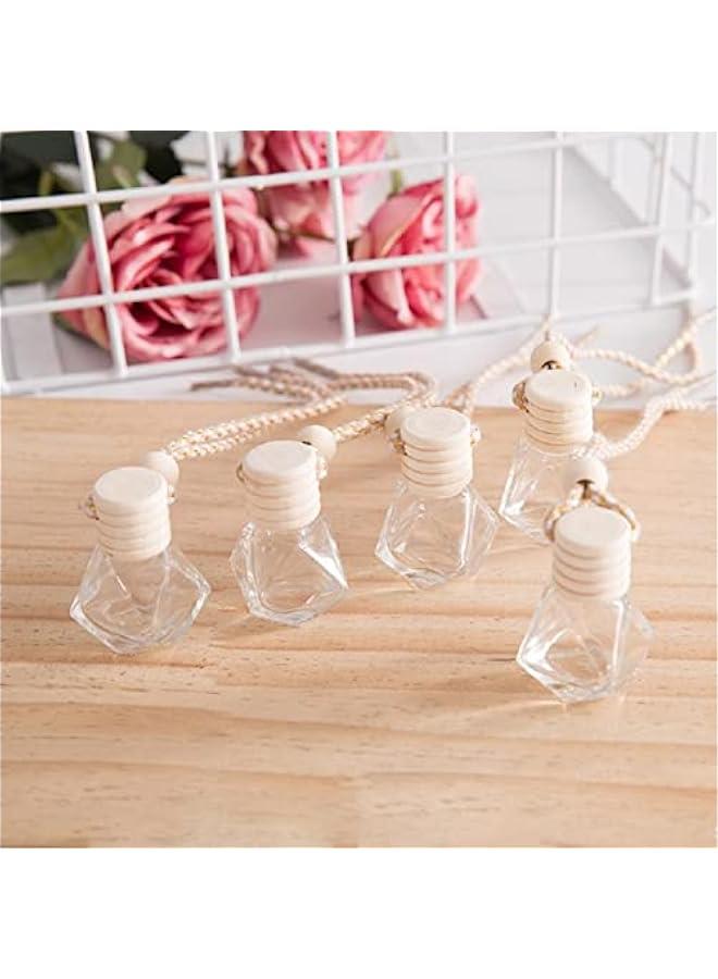 Arabest 4Packs 8ml Hanging Car Air Freshener Perfume Bottle, Refillable Aromatherapy Fragrance Clear Empty Essential Oil Diffuser Pendant Auto Ornaments Decor Accessories with Wooden Caps (4Packs) - Image 4