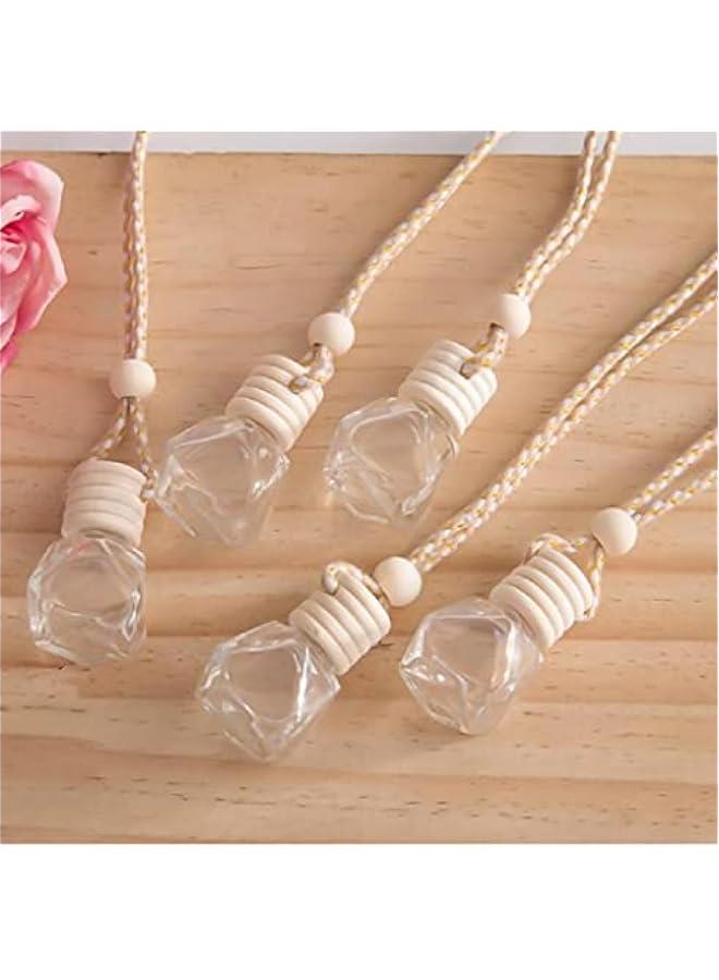 Arabest 4Packs 8ml Hanging Car Air Freshener Perfume Bottle, Refillable Aromatherapy Fragrance Clear Empty Essential Oil Diffuser Pendant Auto Ornaments Decor Accessories with Wooden Caps (4Packs) - Image 5
