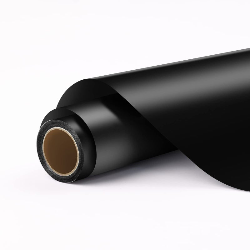 HTVRONT Black Permanent Vinyl, 12" x 11 FT Black Permanent Adhesive Vinyl Roll Compatible with Cricut Cutting Machine, Silhouette, Cameo, Signs, Scrapbooking, Craft, Die Cutters - Image 1