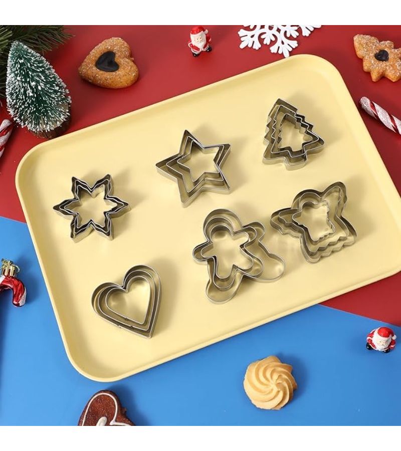 Set Of 430 Stainless Steel Holiday Cookie Cutters Christmas Shapes Baking First Cooking Experience - Image 1