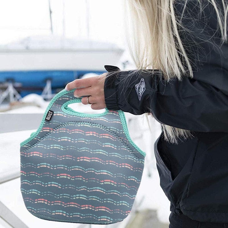 Built Gourmet Getaway Neoprene Lunch Bag - Insulated, Reusable, & Machine-Washable Lunch Tote for Hot and Cold Food Storage, Lightweight & Reusable - One Size (Scallop Stripe) - Image 5