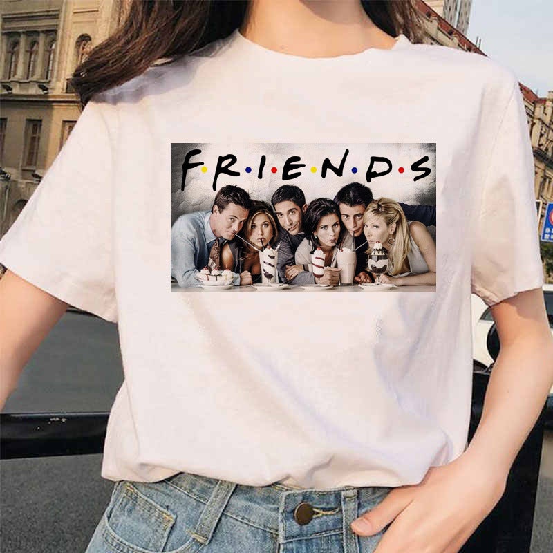Friends Tv American Tv Series Friends Short-Sleeved Men'S And Women'S Couple White T-Shirt - Image 1