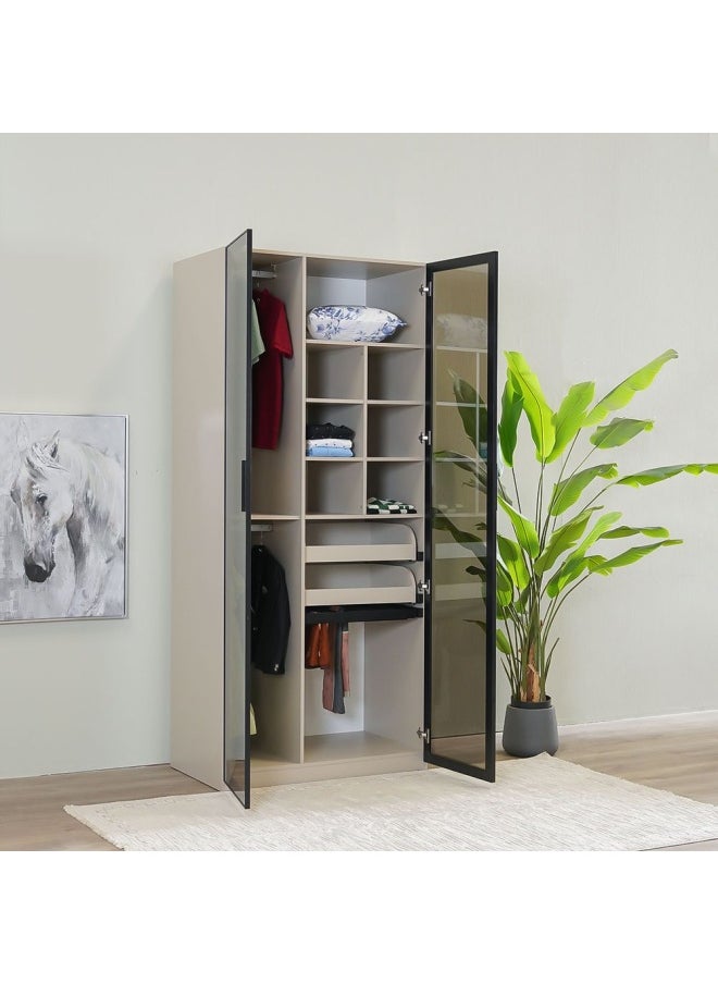DANUBE HOME Defne 1 Meter Wardrobe New for DH- Cream/Black  - Image 3