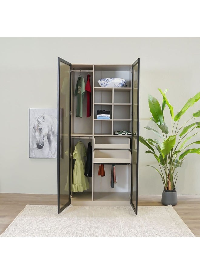 DANUBE HOME Defne 1 Meter Wardrobe New for DH- Cream/Black  - Image 1