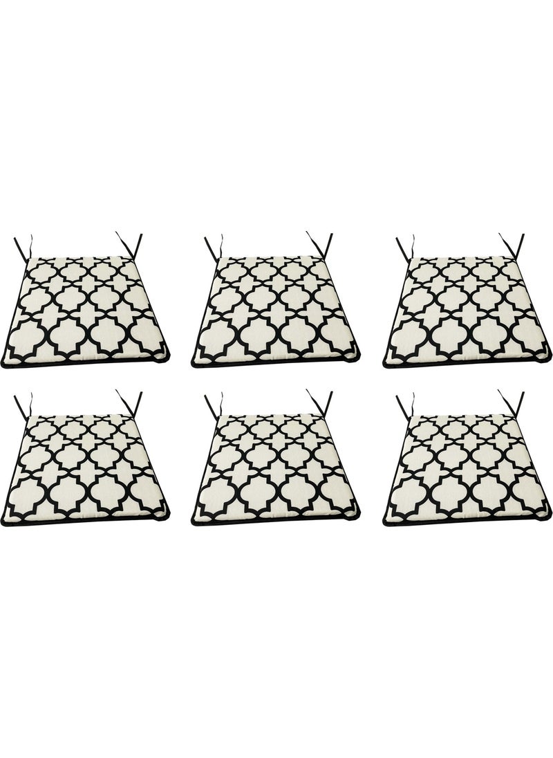 Nelson - Chair Cushion Eco 6 Pieces Laced Garden Cushion (Alaçatı) Washable - Image 1
