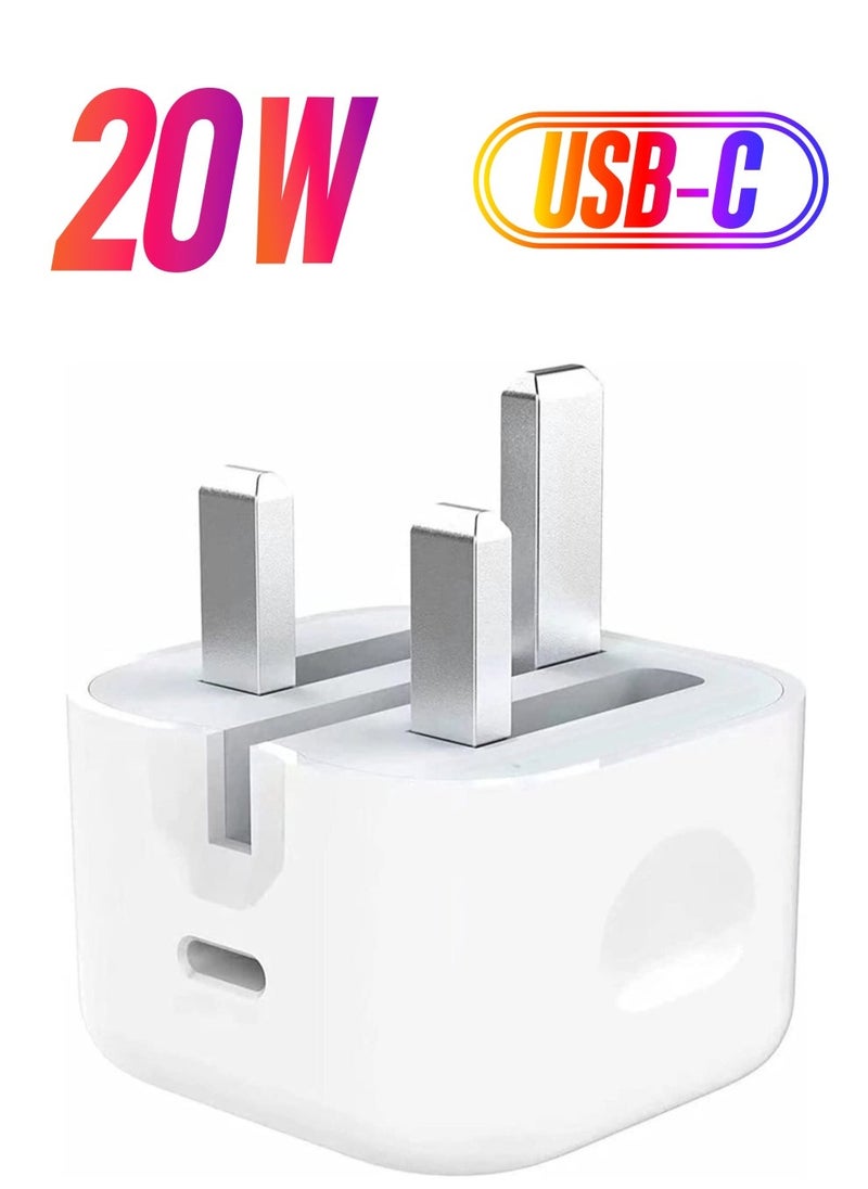 Type C Fast Charger PD 20W Power Adapter for iPhone 13 12 11 14 Series Plug PD Power Adapter Wall Plug Compatible with iPhone 14 13 13pro 12 Pro Max 12 Mini SE White - Image 1