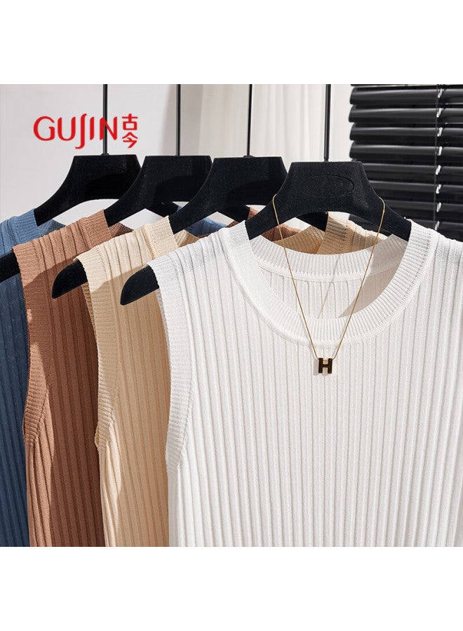 Gujin Ice Silk Knitted Camisole Women's Suit Inside Summer Thin Sleeveless Spring New Base Shirt - Image 2