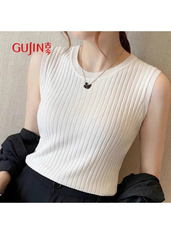 Gujin Ice Silk Knitted Camisole Women's Suit Inside Summer Thin Sleeveless Spring New Base Shirt - Image 1