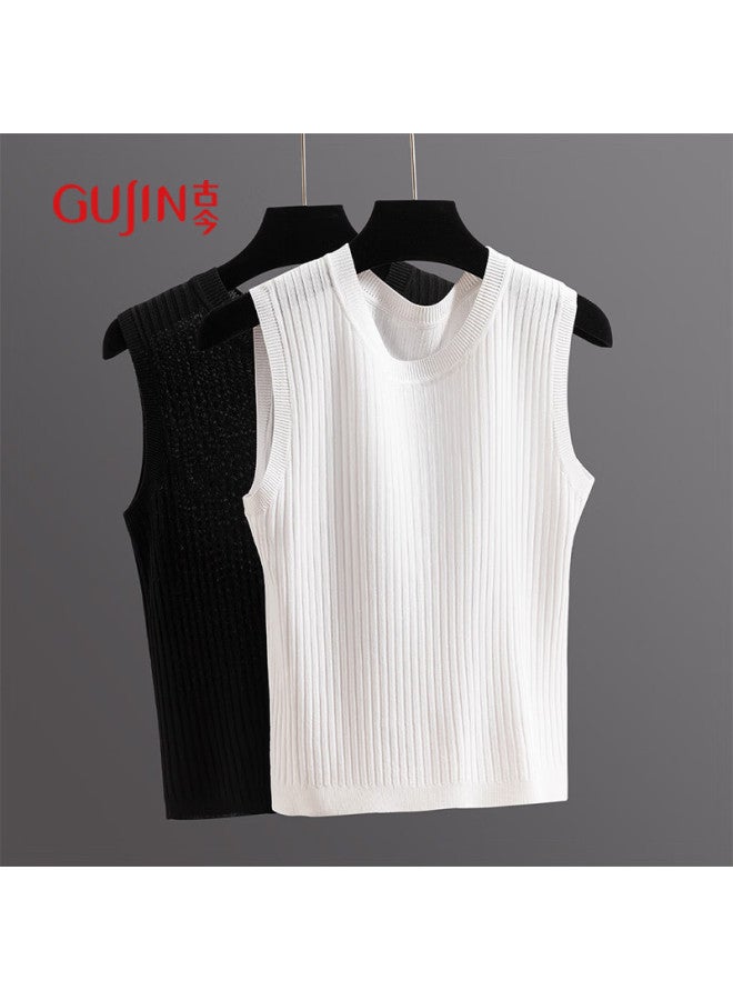 Gujin Ice Silk Knitted Camisole Women's Suit Inside Summer Thin Sleeveless Spring New Base Shirt - Image 3