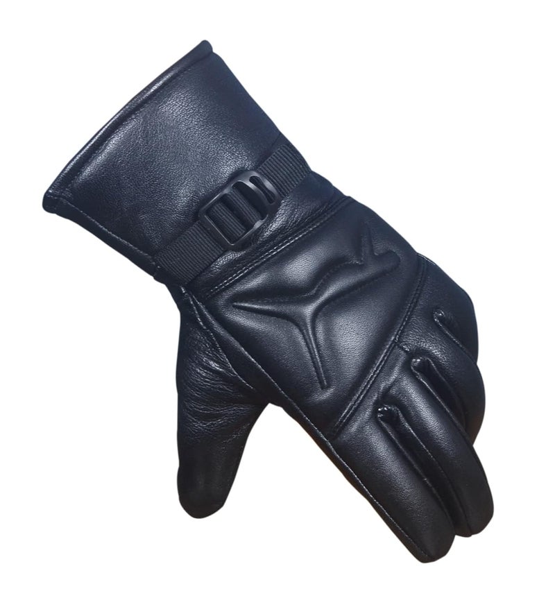 WILDSTICH Full Finger Solid Premium Leather Gloves for Winter and Hand Protective Bike Riding Leather Gloves for Men and Women - Image 1