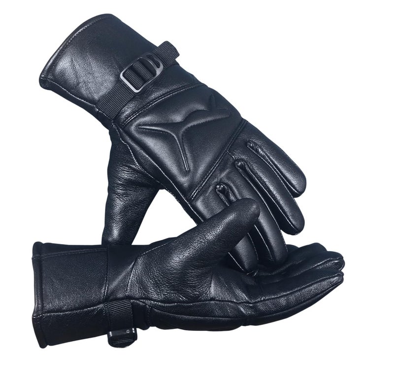 WILDSTICH Full Finger Solid Premium Leather Gloves for Winter and Hand Protective Bike Riding Leather Gloves for Men and Women - Image 2