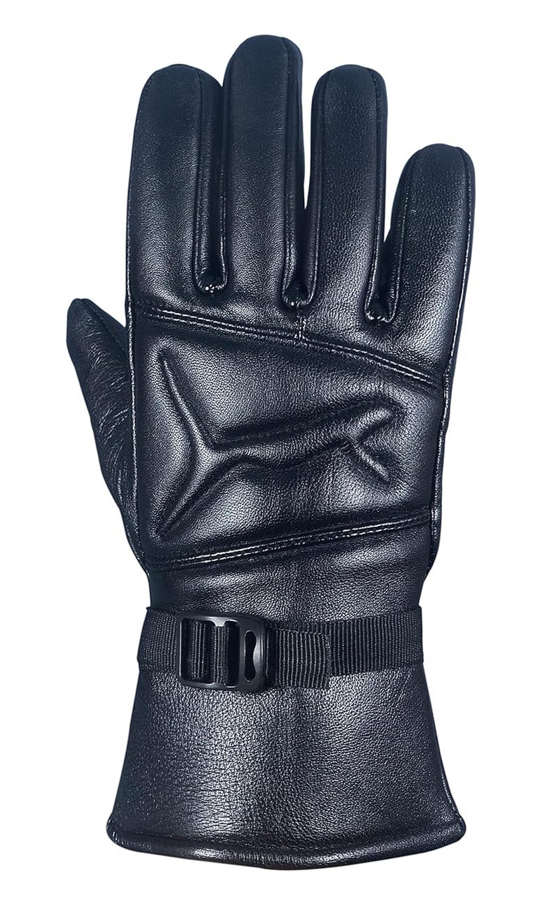 WILDSTICH Full Finger Solid Premium Leather Gloves for Winter and Hand Protective Bike Riding Leather Gloves for Men and Women - Image 3