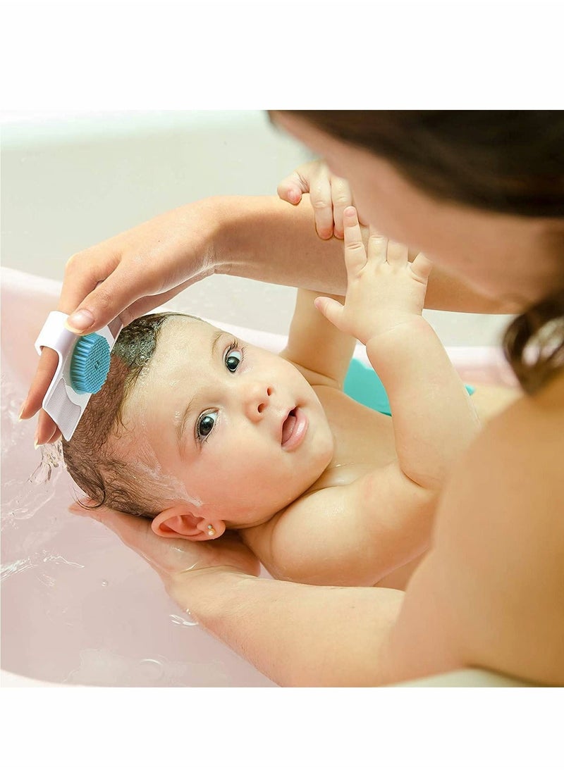 Excefore - 2 Pcs Cradle Cap Brush and Comb 3-In-1 Design Cradle Cap Brush Safe Baby's Scalp Brush Baby Bath Brush, Baby Head Scrubber Face Cleansing Brush - Image 1