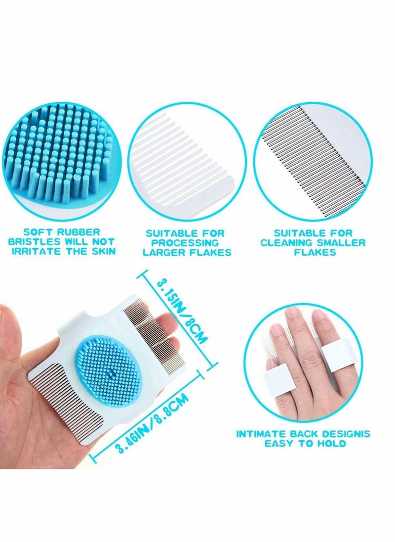 Excefore - 2 Pcs Cradle Cap Brush and Comb 3-In-1 Design Cradle Cap Brush Safe Baby's Scalp Brush Baby Bath Brush, Baby Head Scrubber Face Cleansing Brush - Image 1