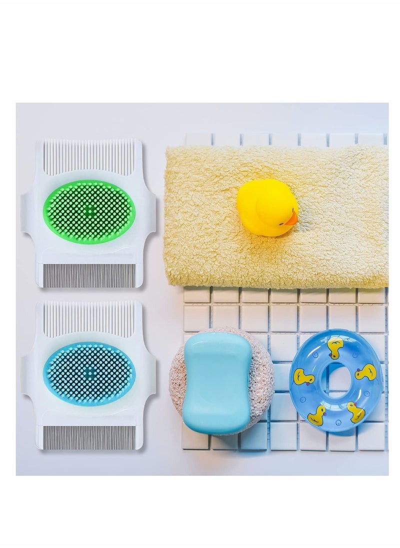 Excefore - 2 Pcs Cradle Cap Brush and Comb 3-In-1 Design Cradle Cap Brush Safe Baby's Scalp Brush Baby Bath Brush, Baby Head Scrubber Face Cleansing Brush - Image 1