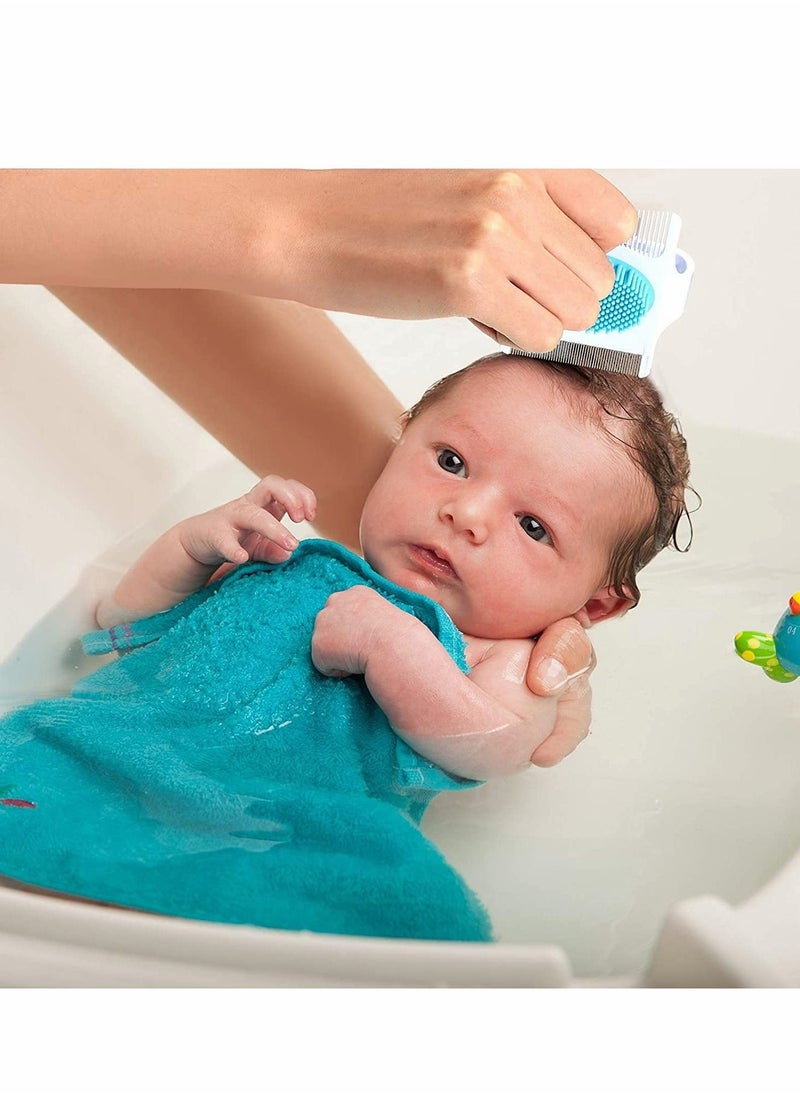 Excefore - 2 Pcs Cradle Cap Brush and Comb 3-In-1 Design Cradle Cap Brush Safe Baby's Scalp Brush Baby Bath Brush, Baby Head Scrubber Face Cleansing Brush - Image 1
