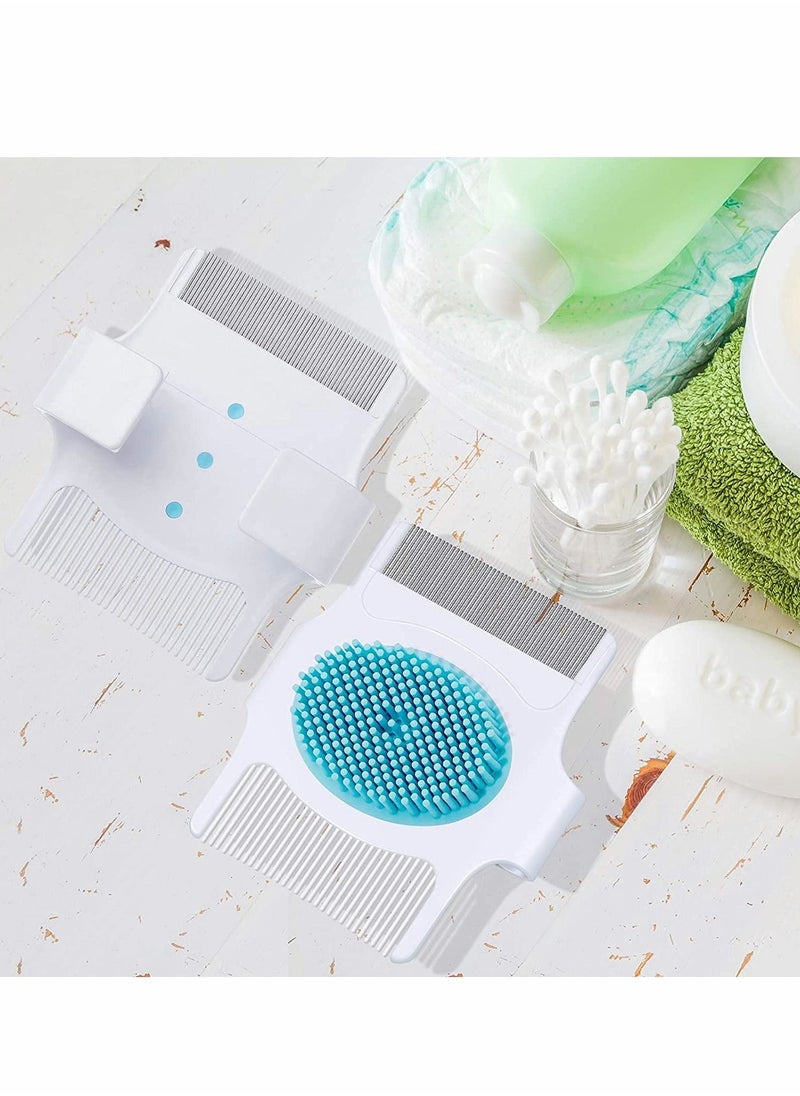 Excefore - 2 Pcs Cradle Cap Brush and Comb 3-In-1 Design Cradle Cap Brush Safe Baby's Scalp Brush Baby Bath Brush, Baby Head Scrubber Face Cleansing Brush - Image 1