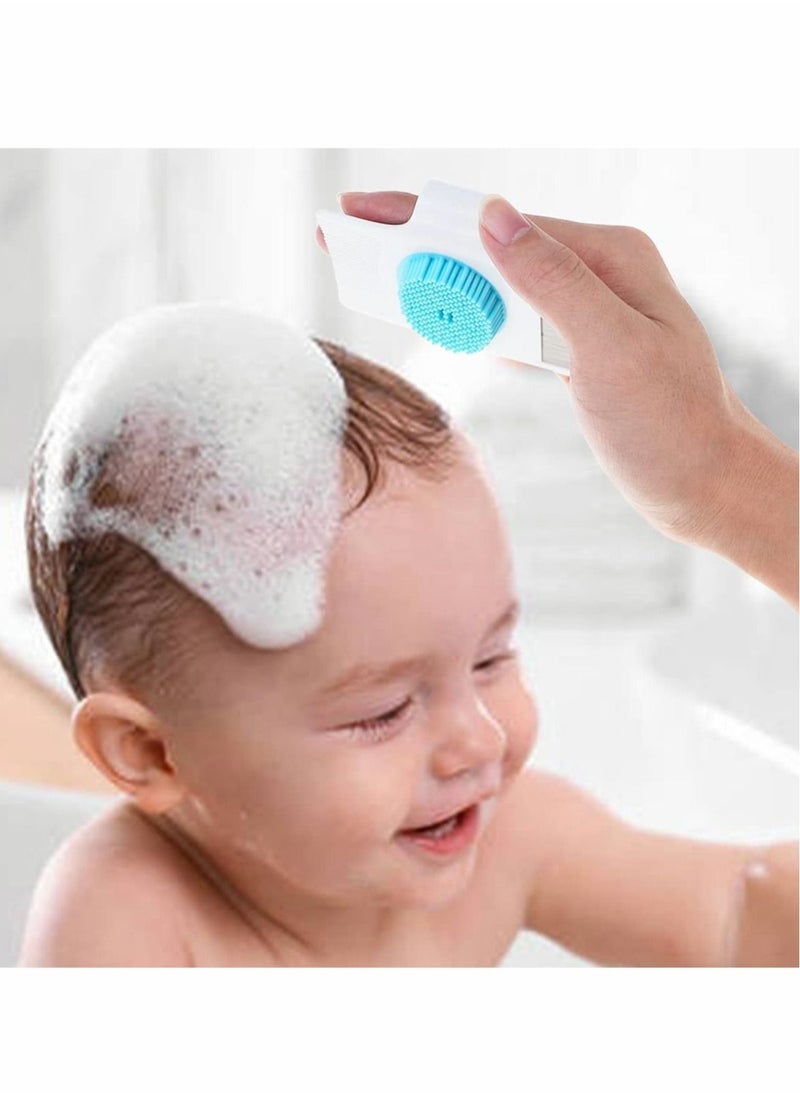 Excefore - 2 Pcs Cradle Cap Brush and Comb 3-In-1 Design Cradle Cap Brush Safe Baby's Scalp Brush Baby Bath Brush, Baby Head Scrubber Face Cleansing Brush - Image 1
