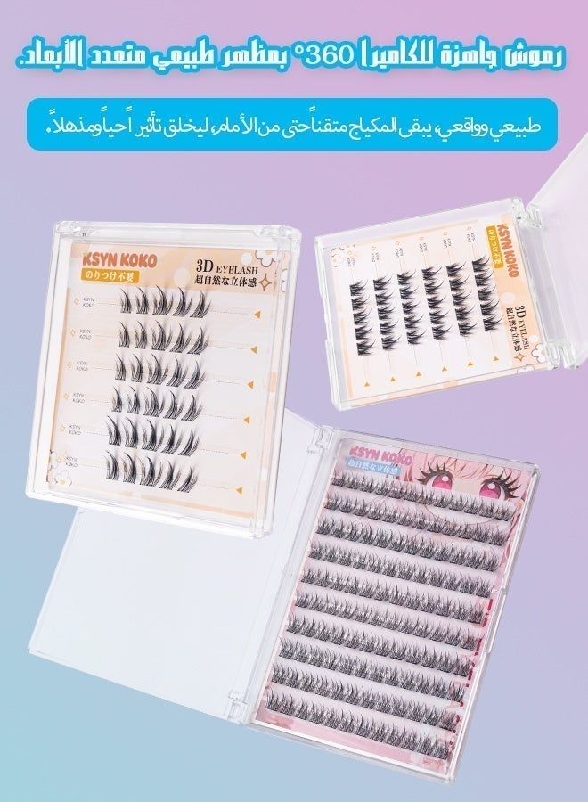 KSYN KO-KO Self Adhesive Eyelashes Reusable Clusters Lash 14-16mm, No Glue Needed Lash Segmented False Eyelashes - Image 4