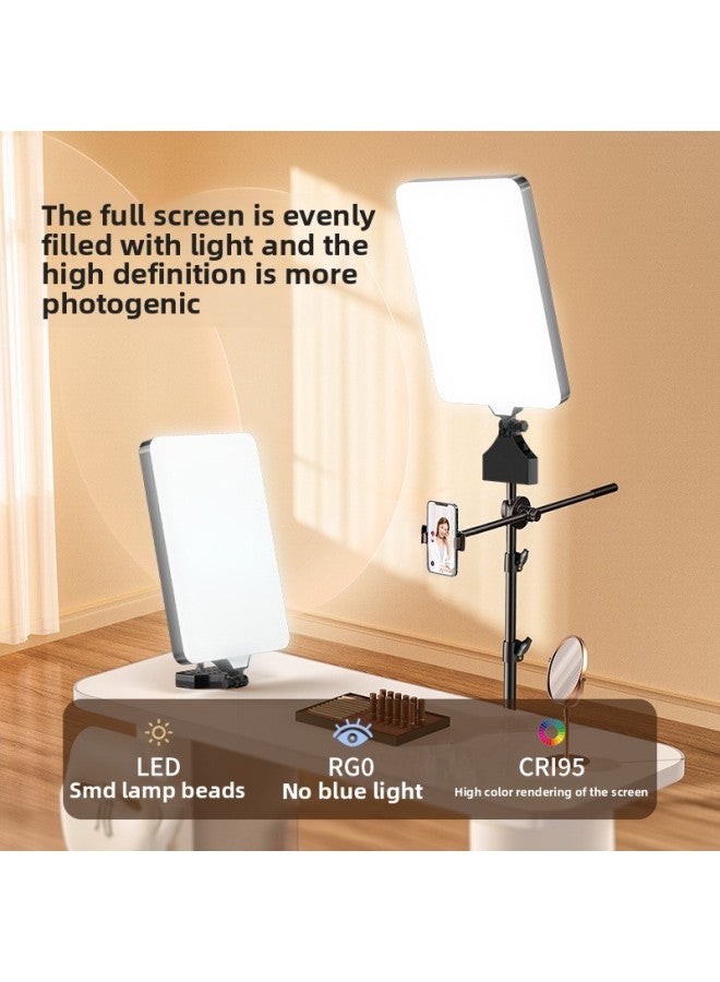 إسكدنيا Live Supplementary Light Photography Shooting Lighting Camera Anchor Special Led Studio Professional Food Light Flat Light-Specifications:Rl 19.3inch Color Remote Control Single Light + 2.1 Bracket + Mobile Phone Bevel - Image 2
