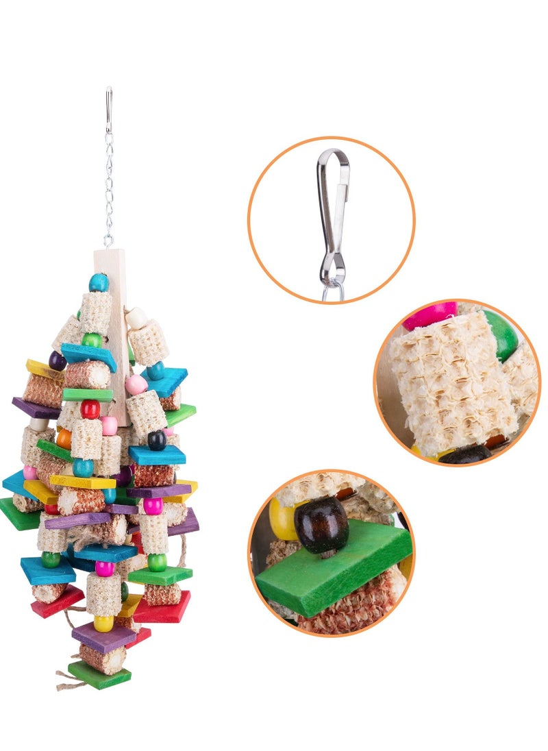 SYOSI - Parrot Toys Natural Corn Cob Chewing Bird Toys Large Bird Block Knot Tearing Toys a Variety of Parrots Bird Cage Accessories - Image 1