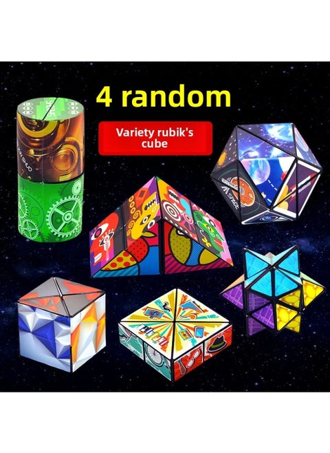 [Direct Supply] Variable Rubik's Cube Stereo Infinite Flip Deformation Folding Geometry 3d Magnetic Puzzle Thinking Training-Color:4 Magic Cubes Of Various Shapes [random Styles] Can Be Remarked (packaged In Independent Color Boxes) - Special-shaped Magic Cubes