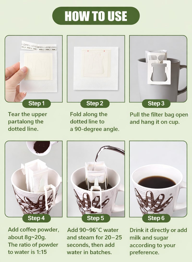 ترينفي ٥٠ كيسًا ورقيًا محمولًا لفلترة القهوة - أكياس قهوة معلقة للتقطير، للاستخدام مرة واحدة، مثالية للتخييم، والرحلات، والسفر، والمكتب، والمنزل، والأنشطة الخارجية، وأثناء التنقل. - Image 4