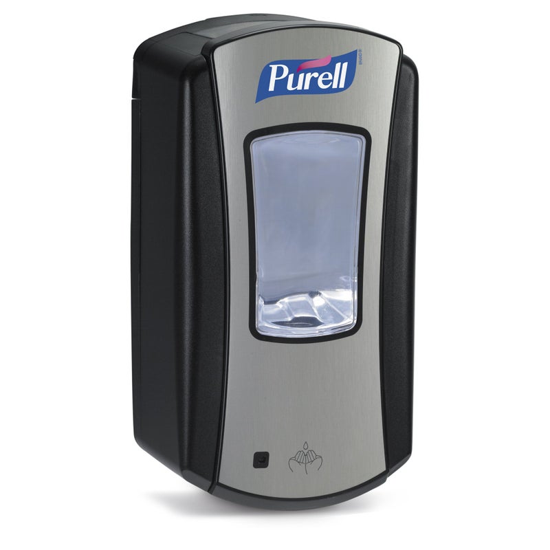 Purell LTX-12 Touch-Free Hand Sanitizer Dispenser, Chrome/Black, for 1200 mL Purell LTX-12 Hand Sanitizer Refills (Pack of 1 - Refills sold separately) - 1928-04 - Image 1