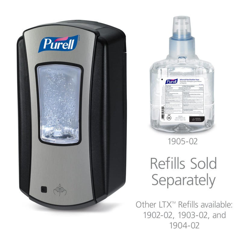 Purell LTX-12 Touch-Free Hand Sanitizer Dispenser, Chrome/Black, for 1200 mL Purell LTX-12 Hand Sanitizer Refills (Pack of 1 - Refills sold separately) - 1928-04 - Image 3