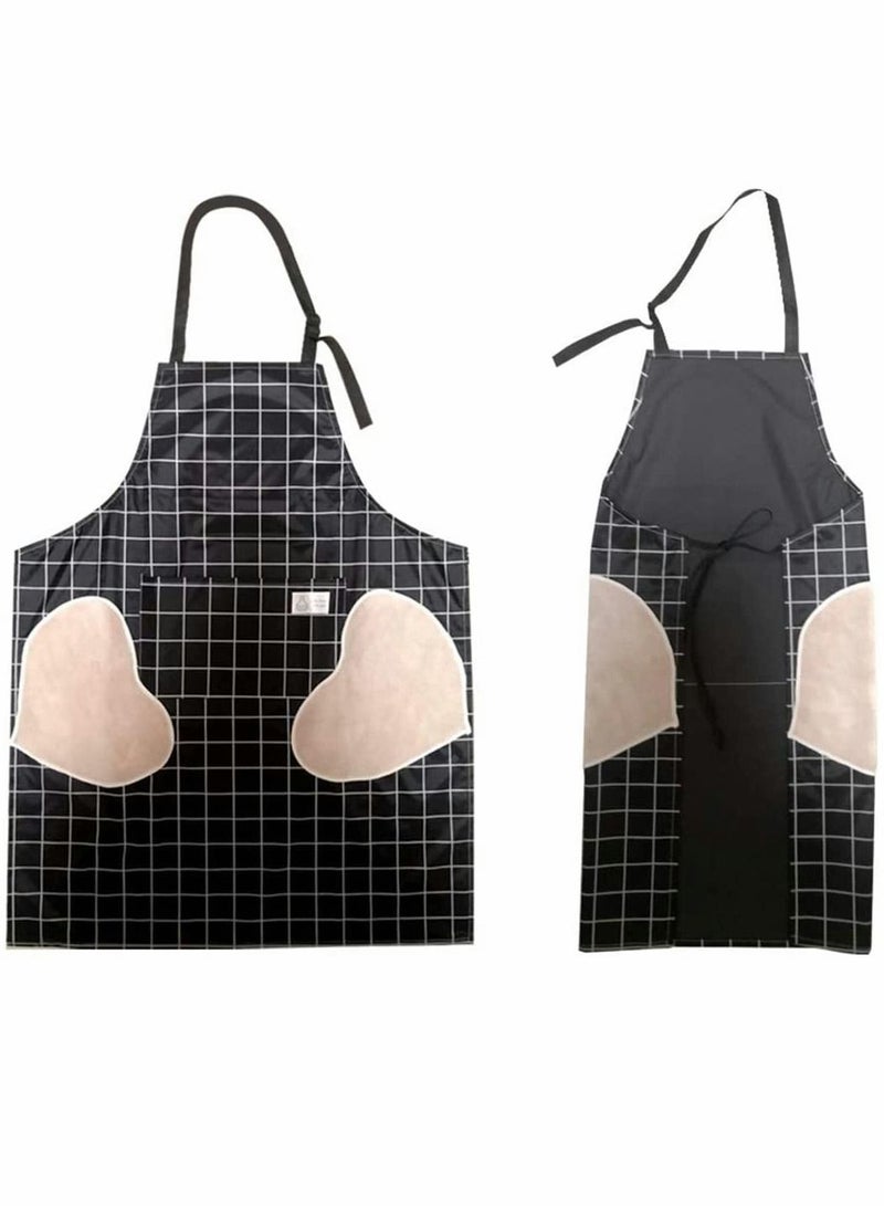Excefore مئزر مطبخ للطهي، مآزر طهي مع 2 جيوب تصميم مسح اليد مقاوم للماء وزيوت لمئزر للنساء والرجال، حزام رقبة قابل للتعديل مئزر طهاة للمطبخ للطهي والخبز وتنظيف المنزل - Image 5
