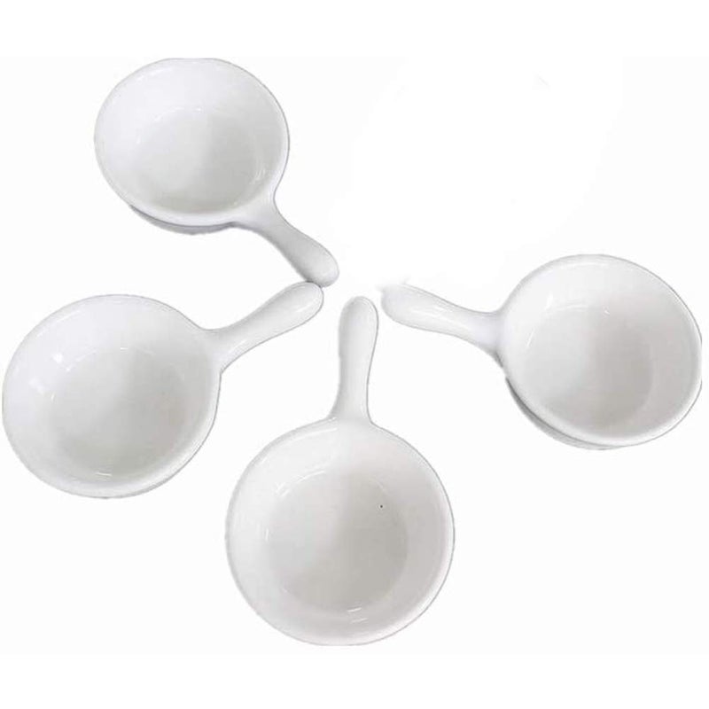 esowemsn esowemsn 4pcs White Ceramic Sauce Dishes Mini Ramekins with Handle Grip Porcelain Dipping Bowls Soy Sauce Dishes Appetizer Spoons 