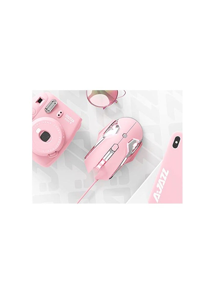 AJ120 Wired Gaming Mouse, Ergonomic LED Backlit USB Gamer Mice Computer Laptop PC, for Windows Mac Linux OS, Pink - Image 2